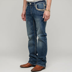 Eagle Warrior Men’s Premium Bootcut Jeans. Tribal Embroidered 7-Pocket Stretch Denim-8
