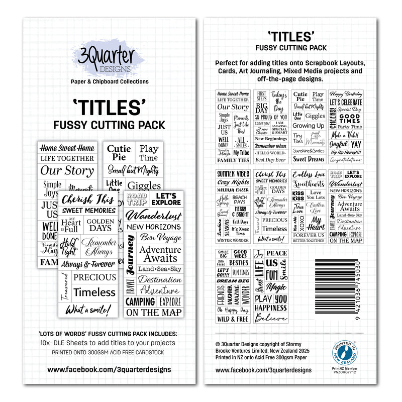 3Quarter Designs Fussy Cutting - Titles-1