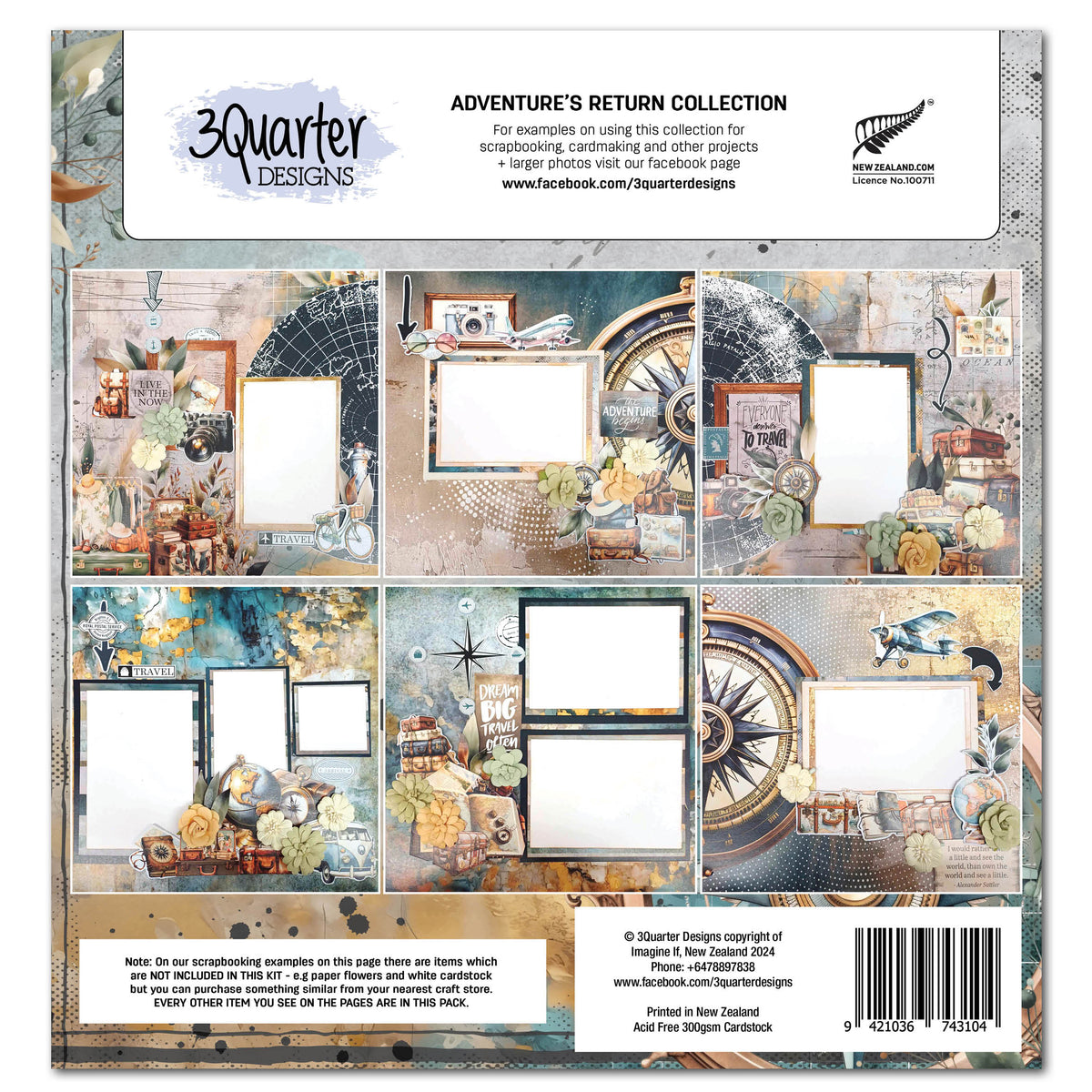 3Quarter Designs Adventures Return 12x12 Design Paper & Diecuts Set-2