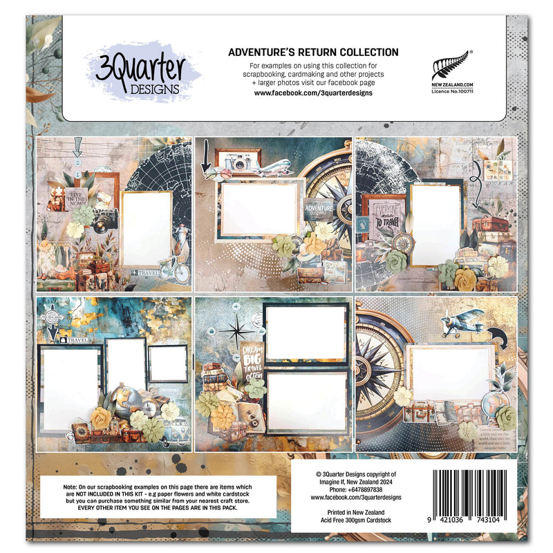 3Quarter Designs Adventures Return 12x12 Design Paper & Diecuts Set-2