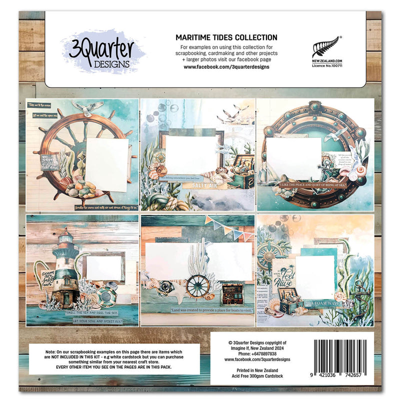 Colección de álbumes de recortes Maritime Tides de 12x12 de 3Quarter Designs-2