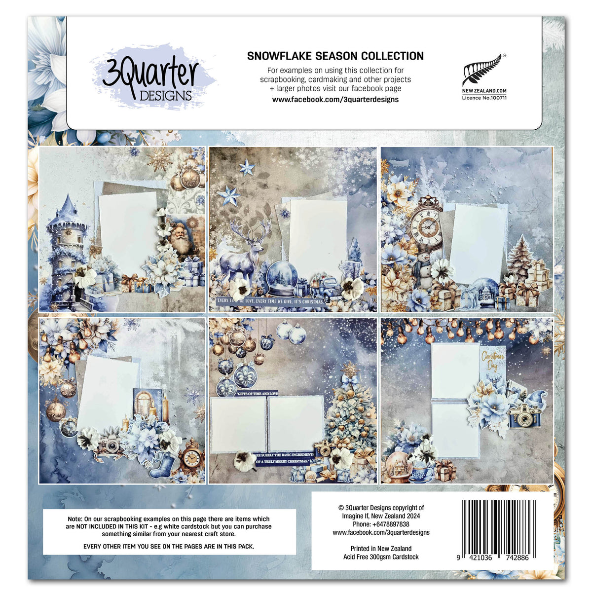 3Quarter Designs Snowflake Season 12x12 Design Paper & Diecuts Set-2