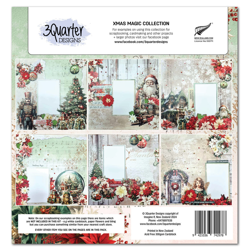 3Quarter Designs Xmas Magic 12x12 Design Paper & Diecuts Set-2