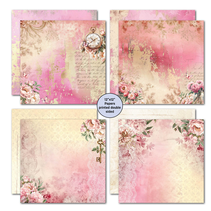 3Quarter Designs Blossoming Peonies 12x12 Design Paper & Diecuts Set-3