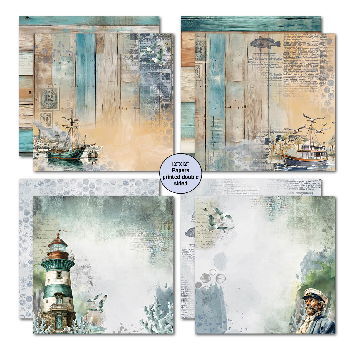 Colección de álbumes de recortes Maritime Tides de 12x12 de 3Quarter Designs-3