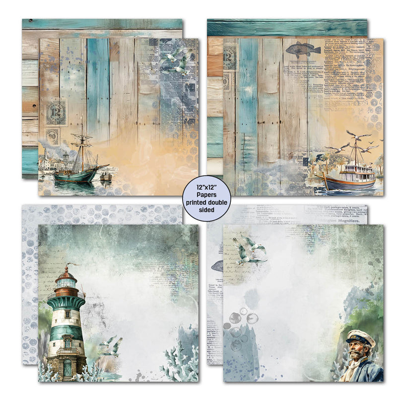 Colección de álbumes de recortes Maritime Tides de 12x12 de 3Quarter Designs-3