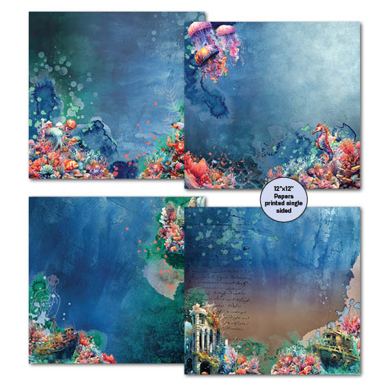 Colección de álbumes de recortes Poseidon's Kingdom de 12x12 de 3Quarter Designs-4