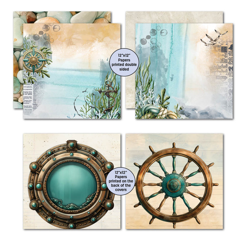 Colección de álbumes de recortes Maritime Tides de 12x12 de 3Quarter Designs-5