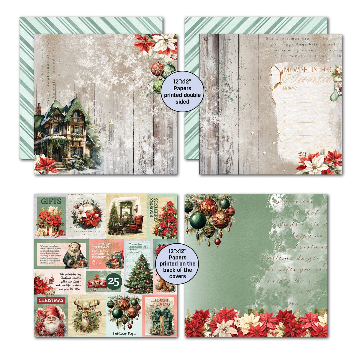 3Quarter Designs Xmas Magic 12x12 Design Paper & Diecuts Set-5