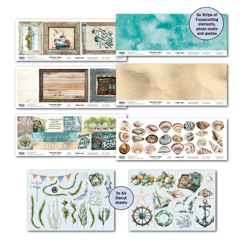 Colección de álbumes de recortes Maritime Tides de 12x12 de 3Quarter Designs-6