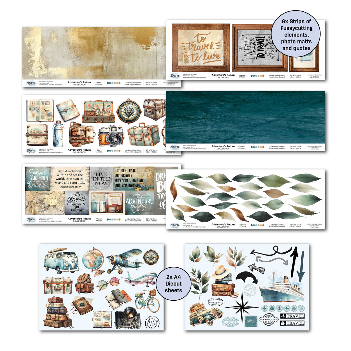 3Quarter Designs Adventures Return 12x12 Design Paper & Diecuts Set-6