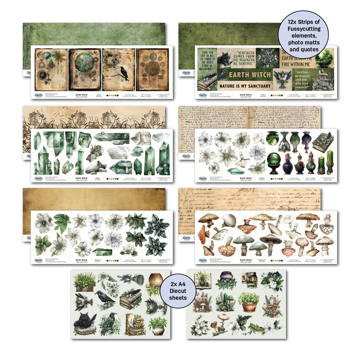 3Quarter Designs Earth Witch 12x12 Design Paper & Diecuts Set-6