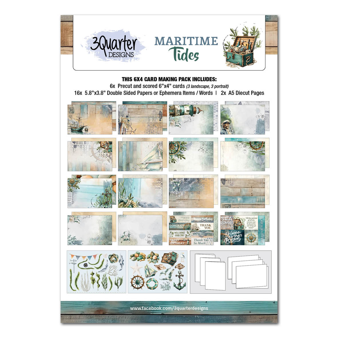 Paquete de tarjetas de 6x4 Maritime Tides de 3Quarter Designs-1