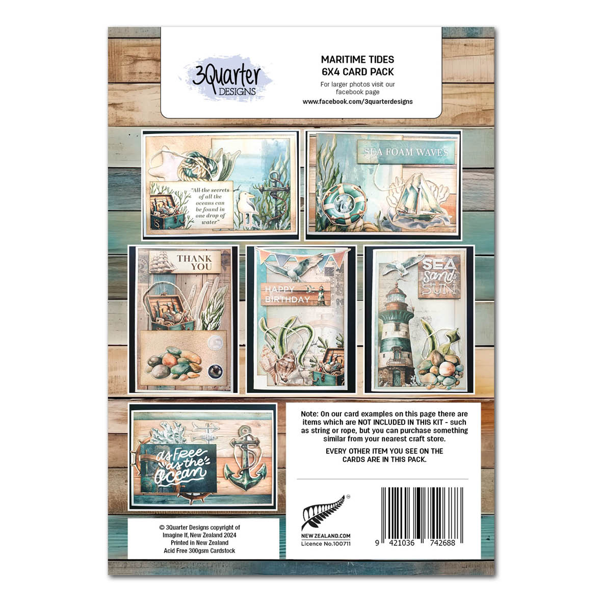 Paquete de tarjetas de 6x4 Maritime Tides de 3Quarter Designs-2
