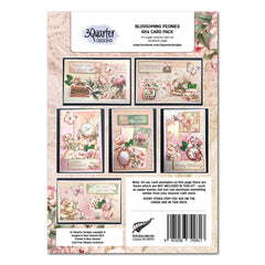 Pochette de 6 cartes 3Quarter Designs Pivoines épanouies 15,2 x 10,2 cm-2