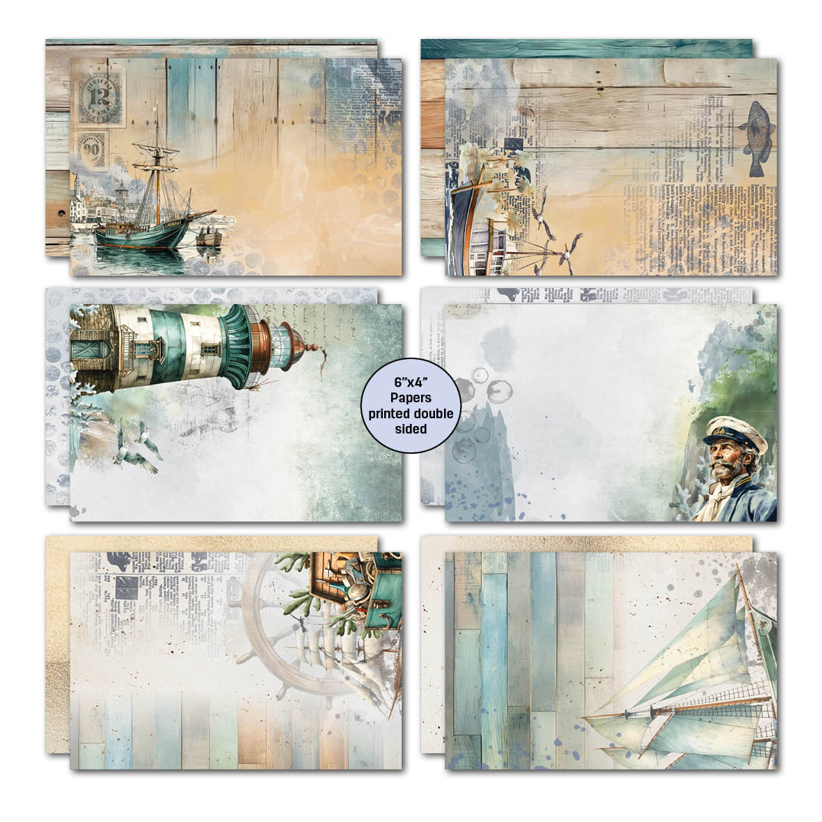 Paquete de tarjetas de 6x4 Maritime Tides de 3Quarter Designs-3