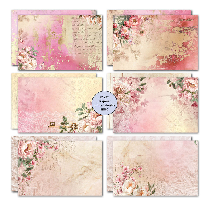Pochette de 6 cartes 3Quarter Designs Pivoines épanouies 15,2 x 10,2 cm-3