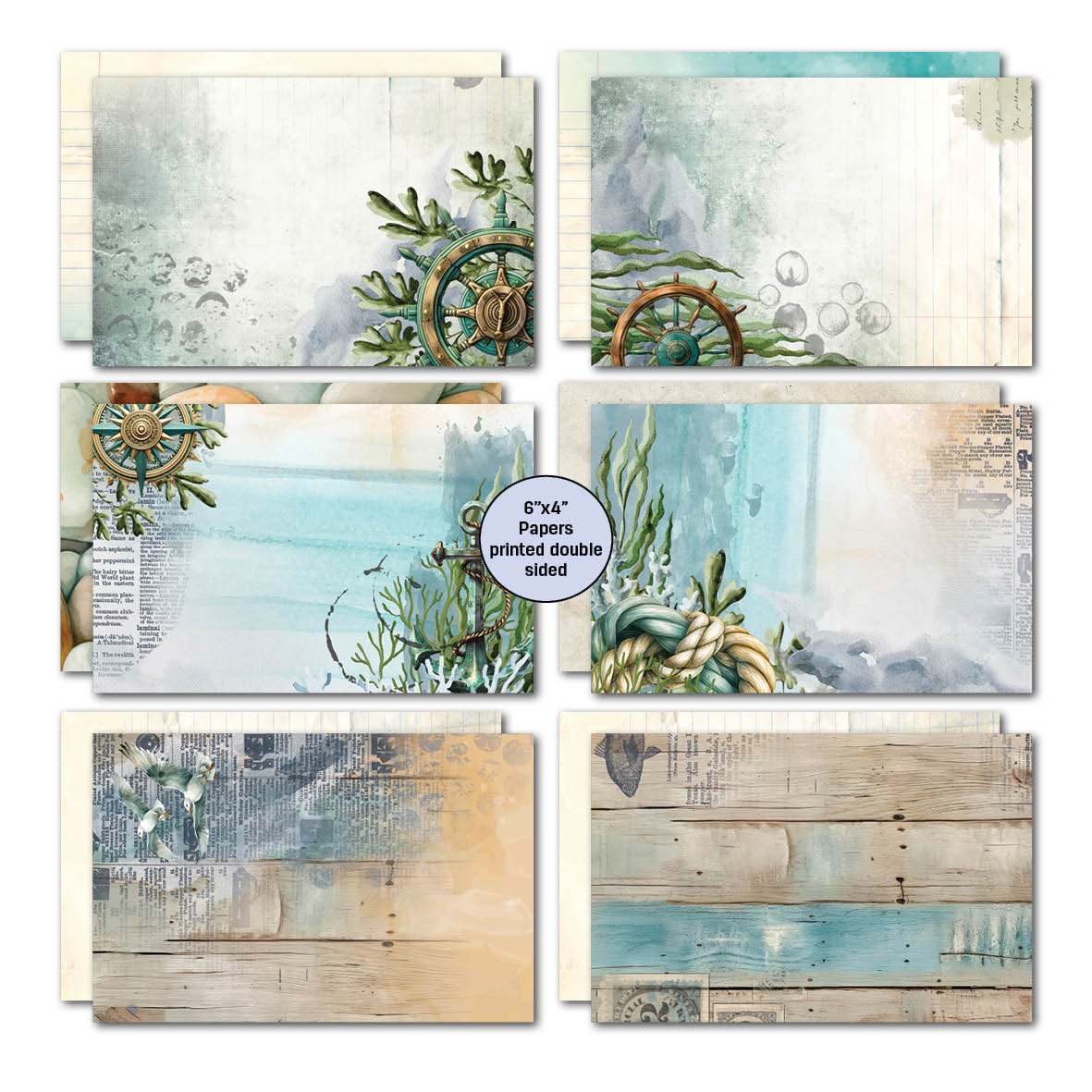 Paquete de tarjetas de 6x4 Maritime Tides de 3Quarter Designs-4