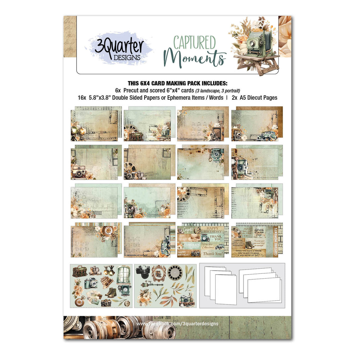 Lot de 3/4 de cartes "Instants Capturés" de 6x4 de 3Quarter Designs-6