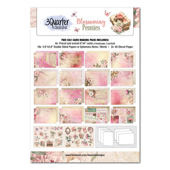 Pochette de 6 cartes 3Quarter Designs Pivoines épanouies 15,2 x 10,2 cm-1