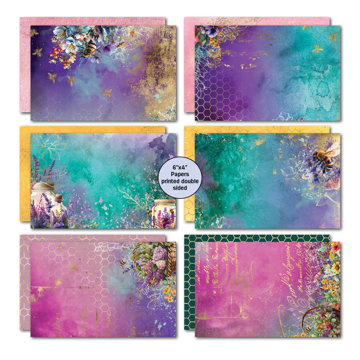 3Quarter Designs Bee Happy 6x4 Card Pack-4