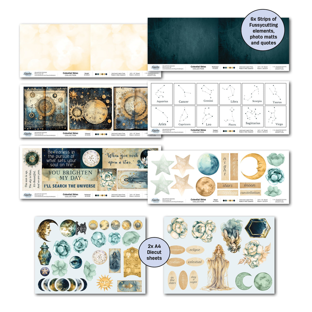3Quarter Designs Celestial Skies 12x12 Scrapbook Collection-6