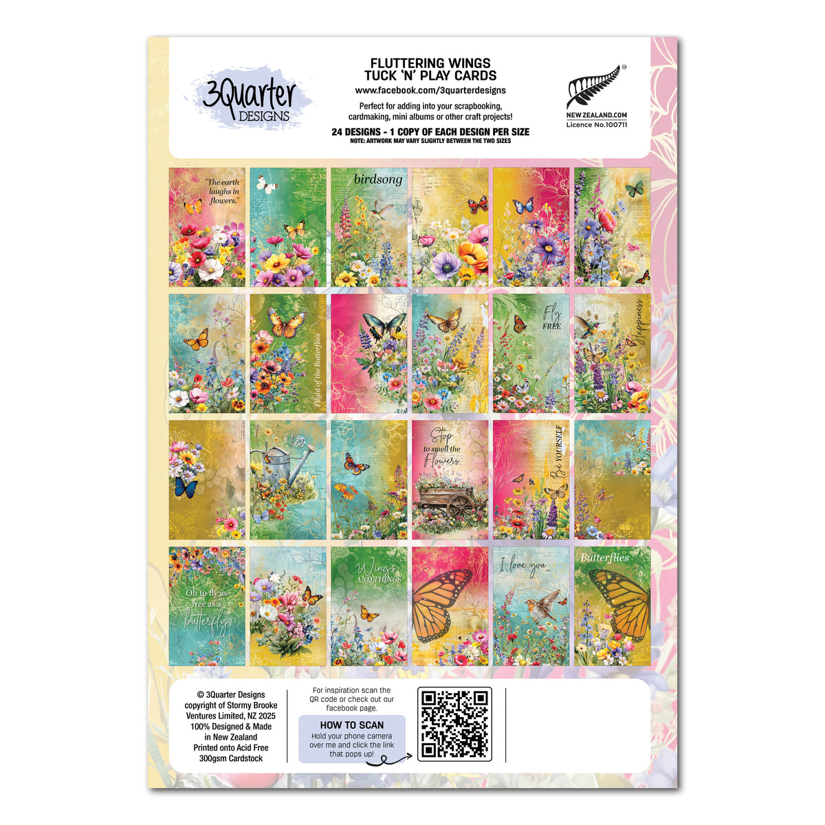 3Quarter Designs Fluttering Wings - Cartes à glisser et jouer-2