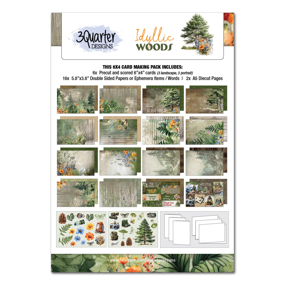 Paquete de tarjetas 6x4 Idyllic Woods de 3Quarter Designs-1