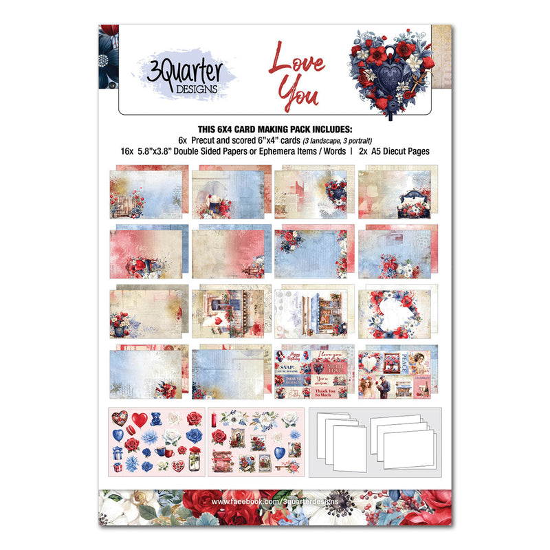 3Quarter Designs Love You 6x4 Card Pack-1