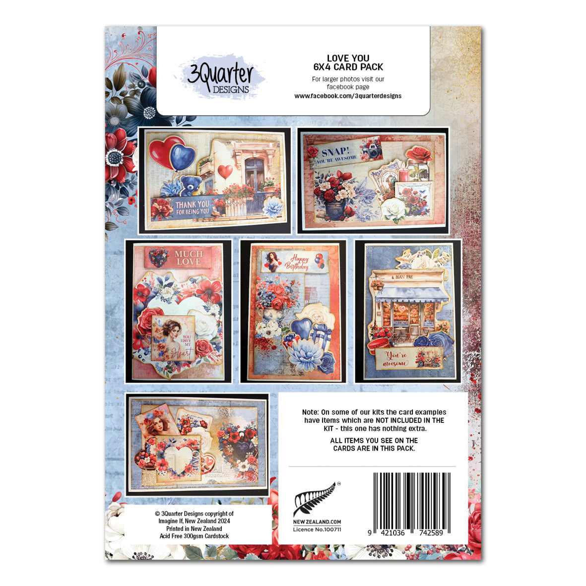 3Quarter Designs Love You 6x4 Card Pack-2