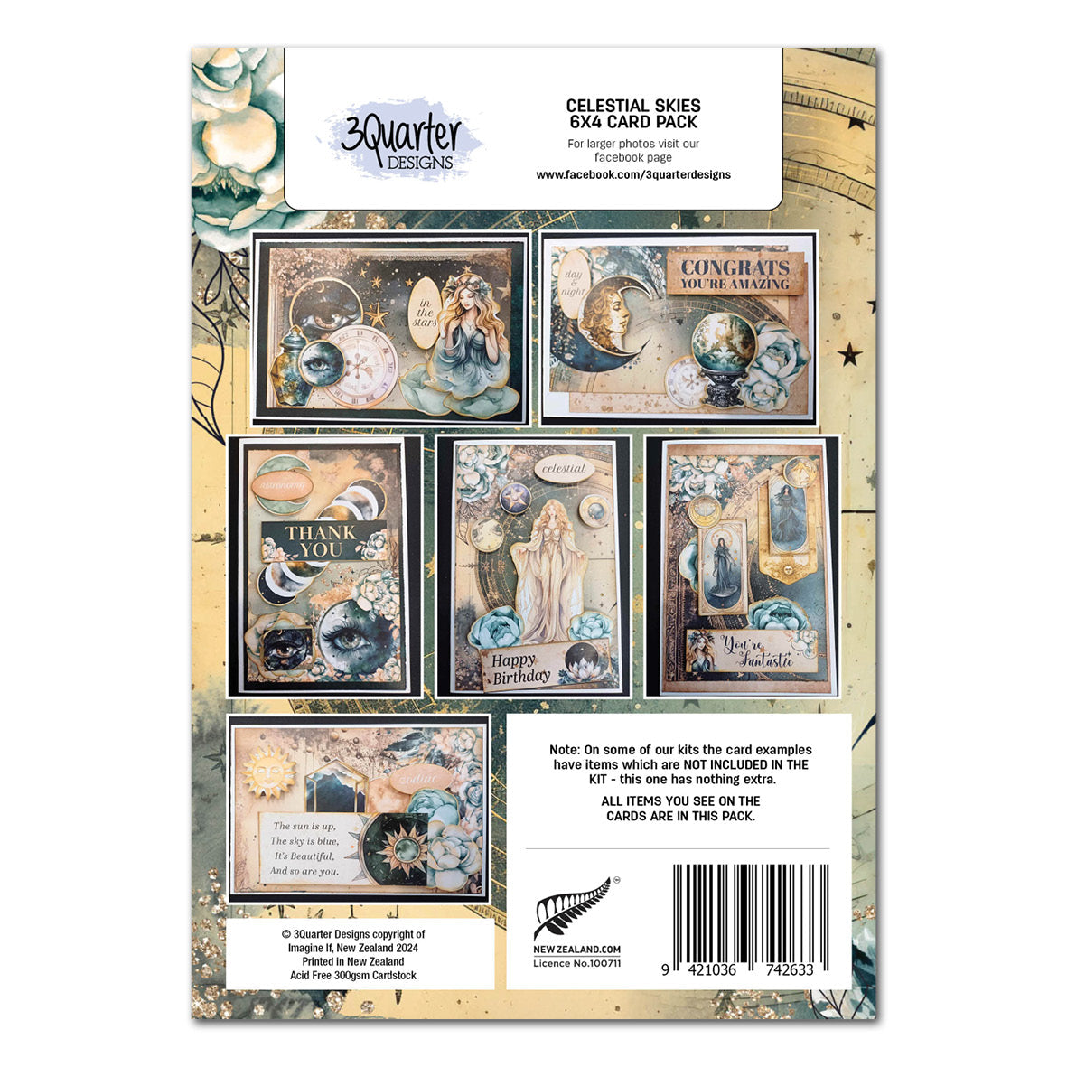 Paquete de tarjetas 6x4 Celestial Skies de 3Quarter Designs-2
