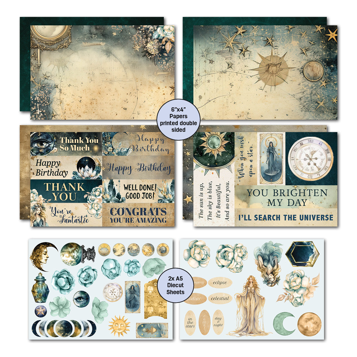 Paquete de tarjetas 6x4 Celestial Skies de 3Quarter Designs-5