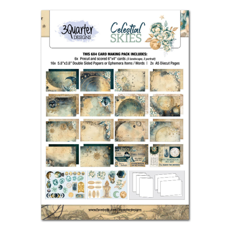 Paquete de tarjetas 6x4 Celestial Skies de 3Quarter Designs-1