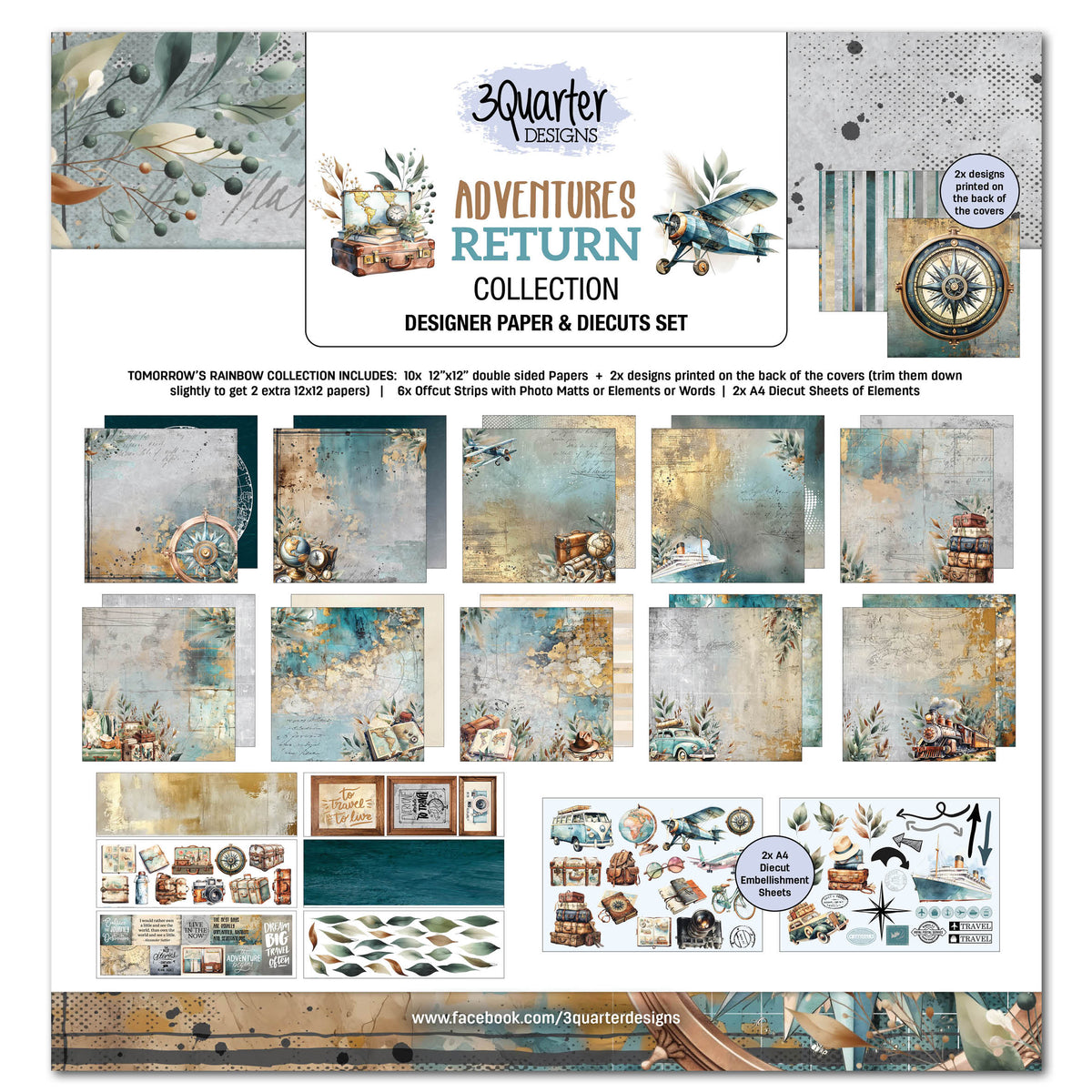 3Quarter Designs Adventures Return 12x12 Design Paper & Diecuts Set-1