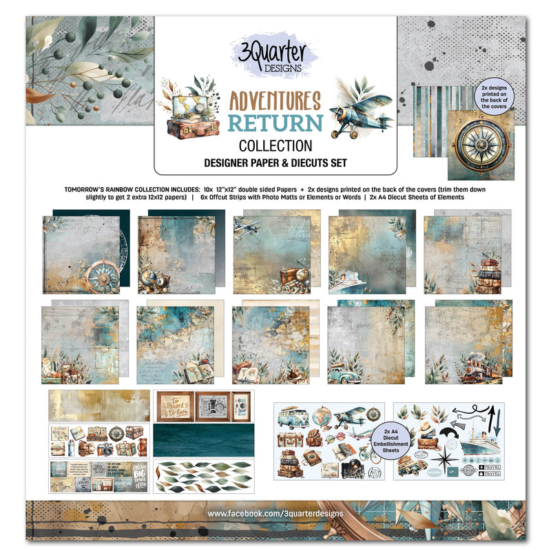 3Quarter Designs Adventures Return 12x12 Design Paper & Diecuts Set-1