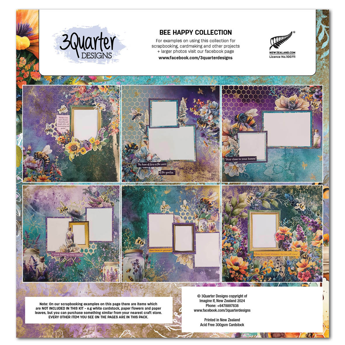 3Quarter Designs Bee Happy 12x12 Scrapbook Collection-2
