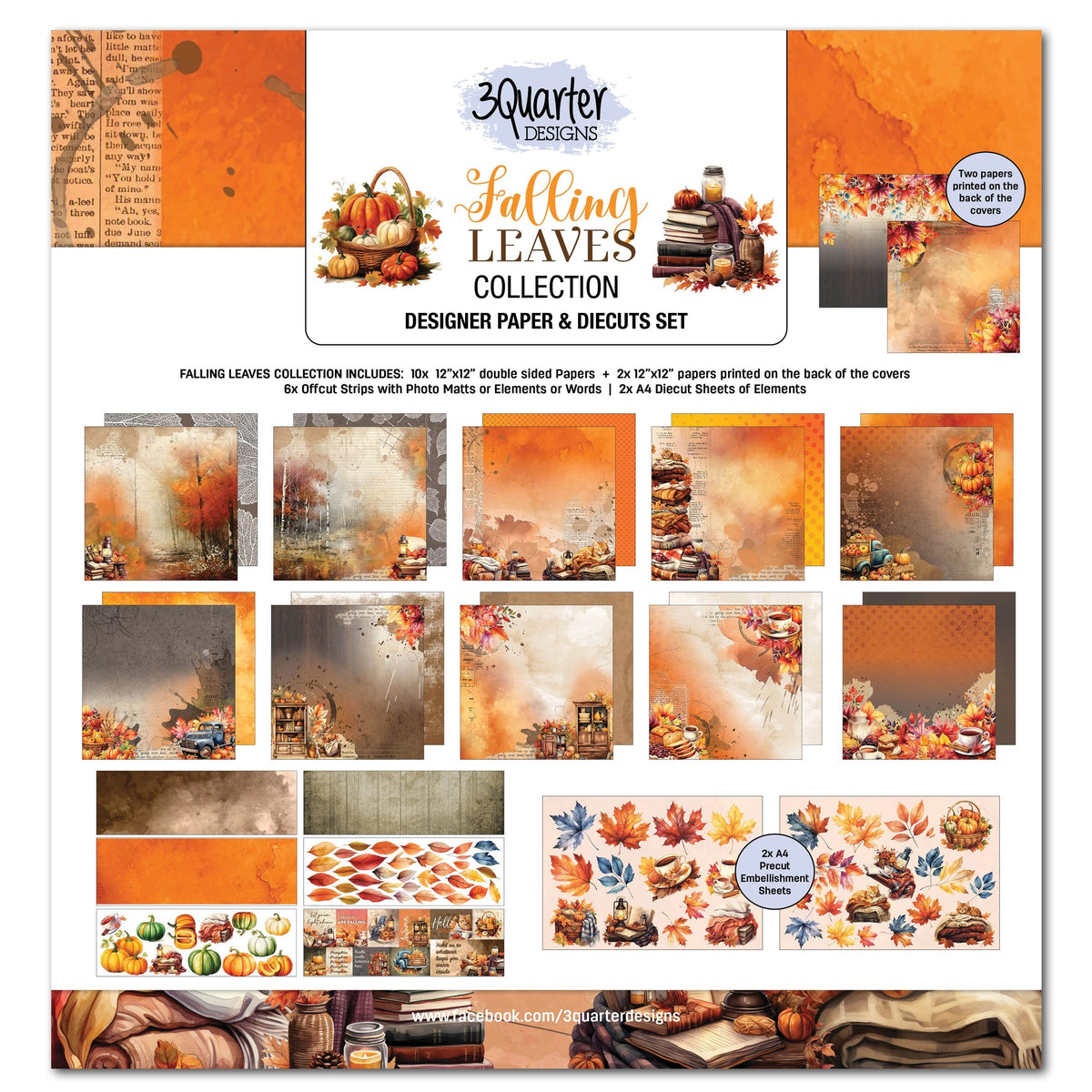 Colección de álbumes de recortes Falling Leaves de 12x12 de 3Quarter Designs-1