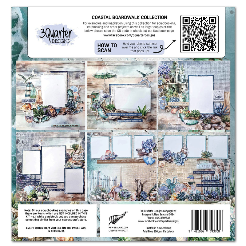 3Quarter Designs Coastal Boardwalk 12x12 Design Paper & Diecuts Set-2