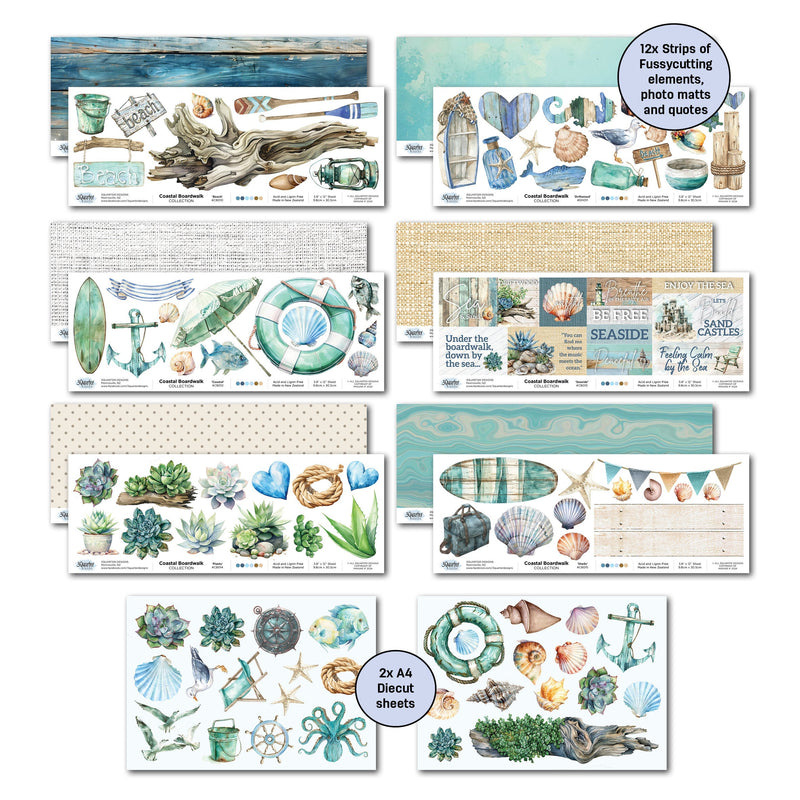 3Quarter Designs Coastal Boardwalk 12x12 Design Paper & Diecuts Set-6