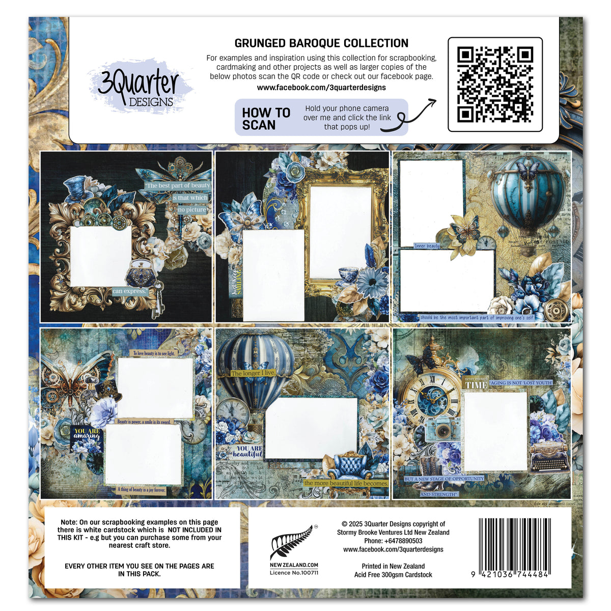 Set de papier et de découpes Grunged Baroque 12x12 3Quarter Designs-2
