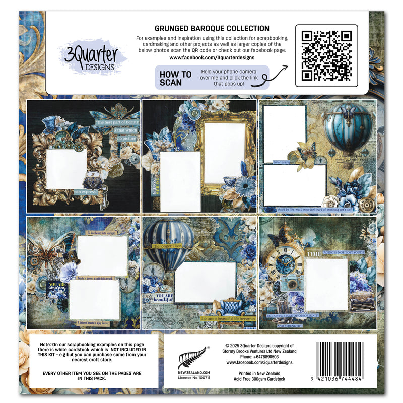 Set de papier et de découpes Grunged Baroque 12x12 3Quarter Designs-2