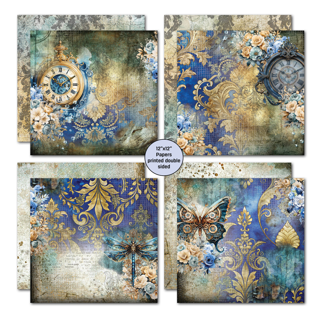 Set de papier et de découpes Grunged Baroque 12x12 3Quarter Designs-3