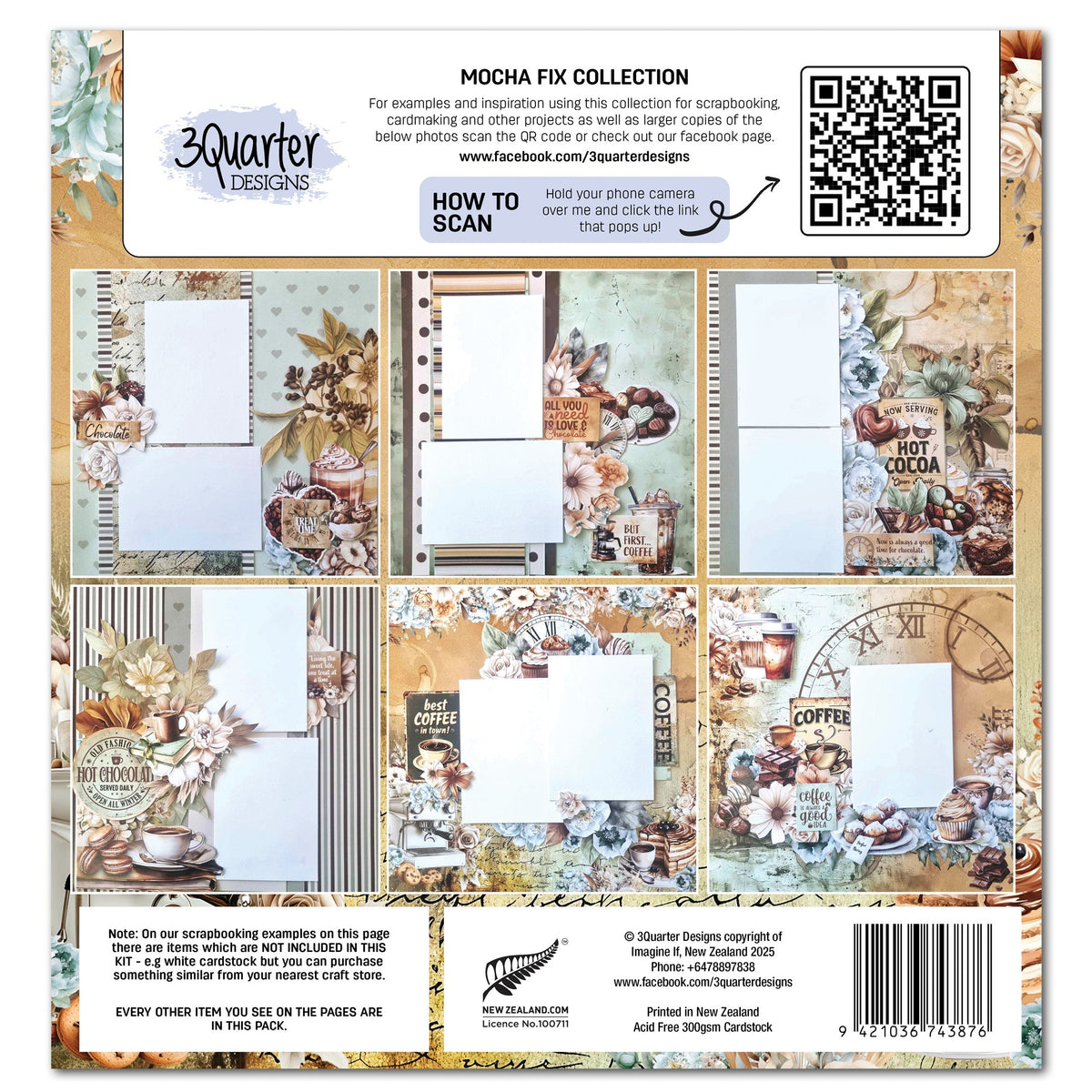 3Quarter Designs Mocha Fix 12x12 Design Paper & Diecuts Set-2