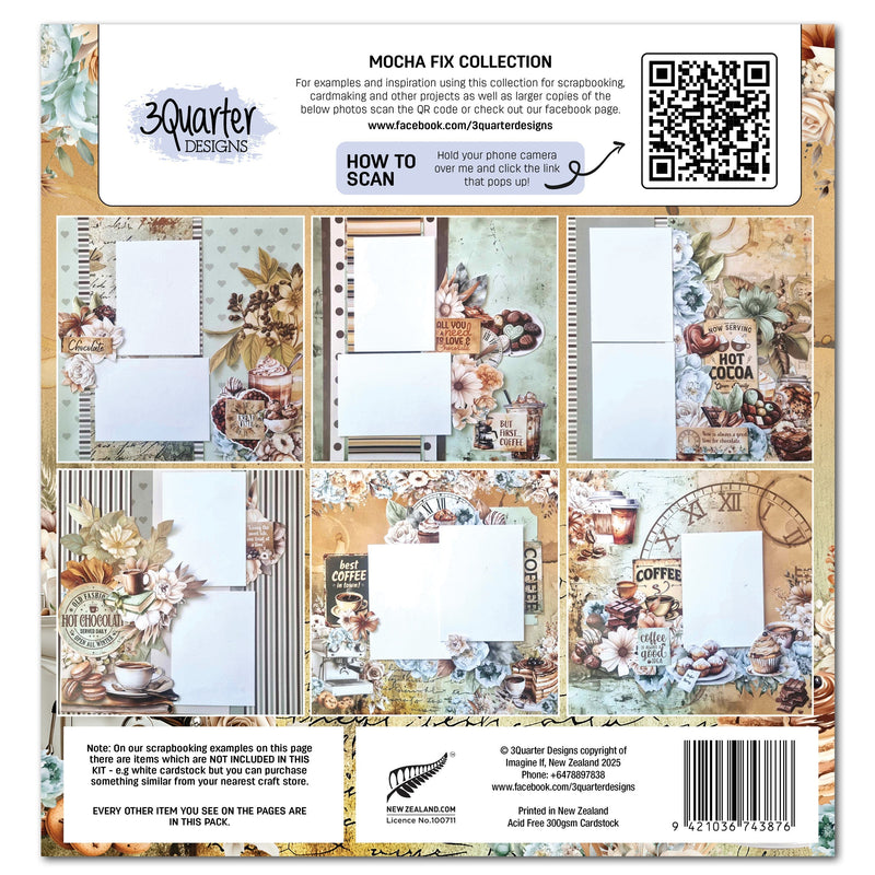 3Quarter Designs Mocha Fix 12x12 Design Paper & Diecuts Set-2
