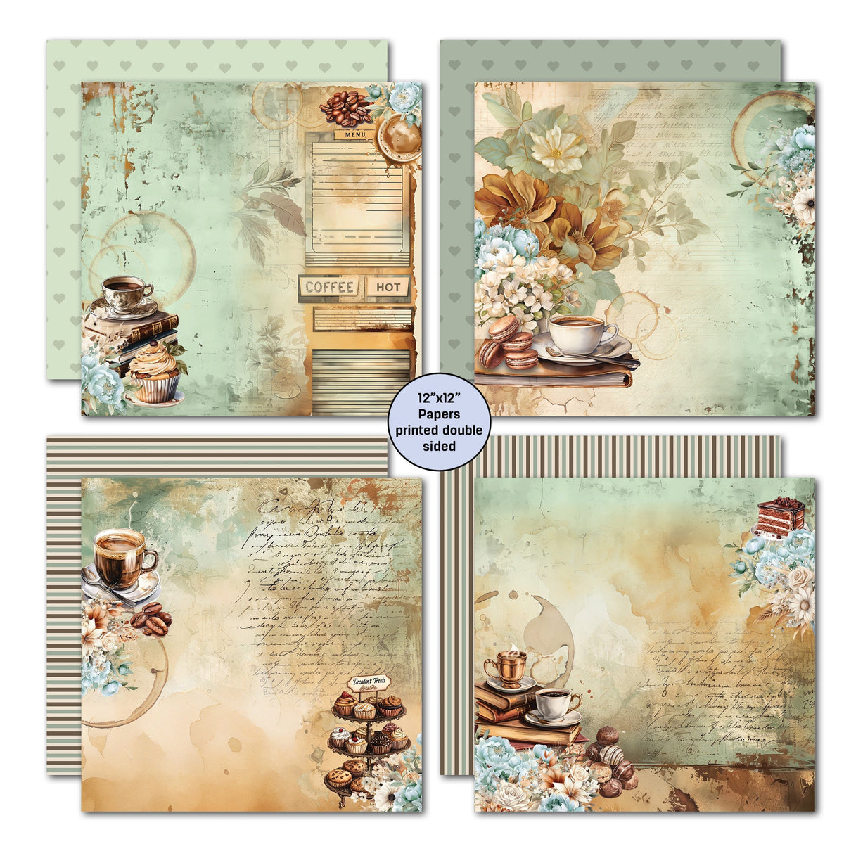 3Quarter Designs Mocha Fix 12x12 Design Paper & Diecuts Set-3