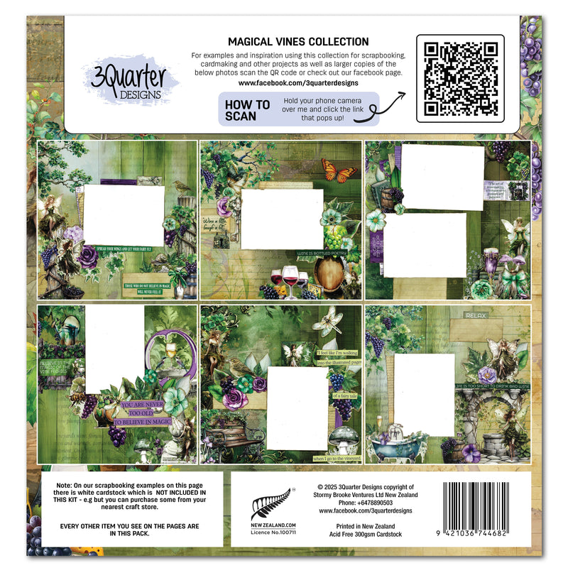 3Quarter Designs Magical Vines 12x12 Design Paper & Diecuts Set-2