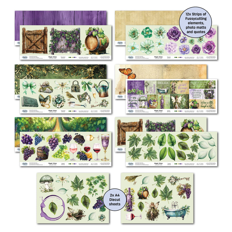 3Quarter Designs Magical Vines 12x12 Design Paper & Diecuts Set-6