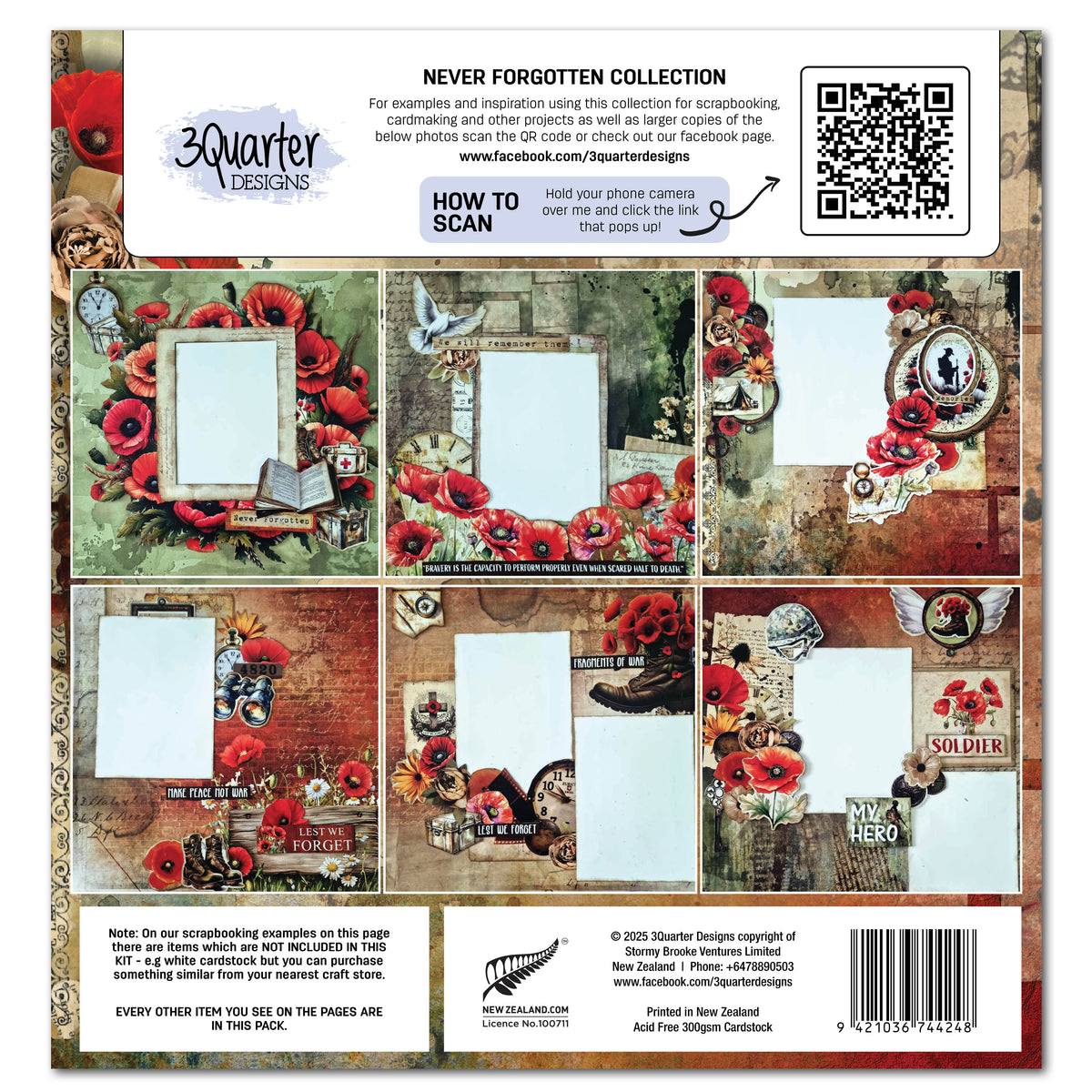 3Quarter Designs Collection Never Forgotten – Papier Design 30x30 cm et Die-cuts-2