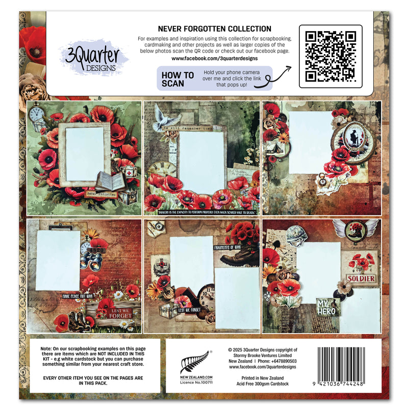 3Quarter Designs Collection Never Forgotten – Papier Design 30x30 cm et Die-cuts-2