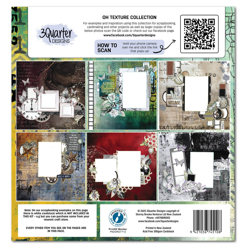 3Quarter Designs Oh Texture 12x12 Design Paper & Diecuts Set-2